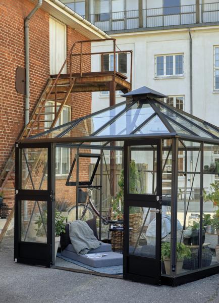 Gewächshaus Juliana Oase 8,8 m² Alu anthrazit / 3 mm Sicherheitsglas